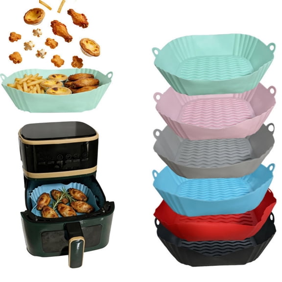 Silicone Air Fryer Liners - 6 PCS 8 Inch Square Air Fryer Liners, Reusable Airfryer Liners for 4-7 QT