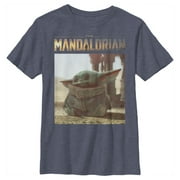 Boy's Star Wars: The Mandalorian The Child Scene Graphic Tee Navy Blue Heather X Large