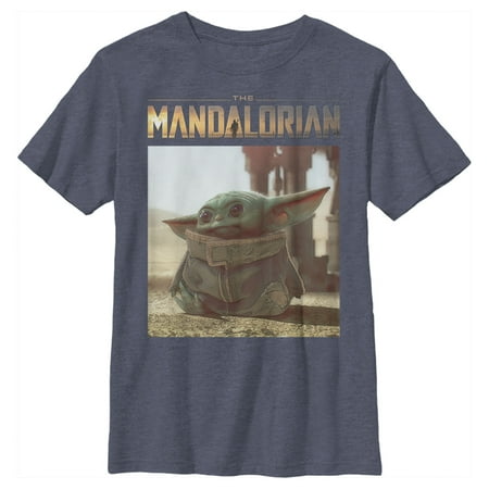 Boy's Star Wars: The Mandalorian The Child Scene Graphic Tee Navy Blue Heather X Large