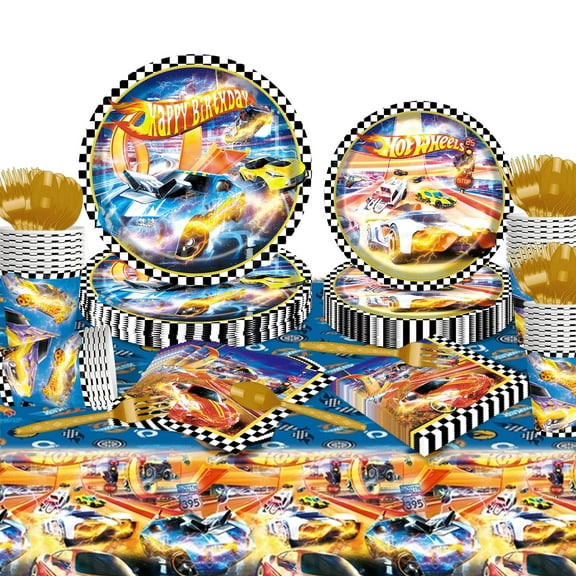 Forfamy Cars Birthday Party Decorations for 121Pcs 20 Guests, Cars Plates and Napkins Party Supplies, Cars Theme Tableware Set for Kids Birthday Party