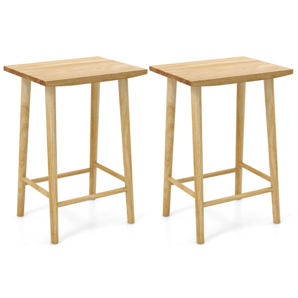 GVN 25.5 Inch Bar Stools Set of 2 with Footrest-Natural, GVN 25.5 Inch Bar Stools Set of 2 with Footrest-Natural,