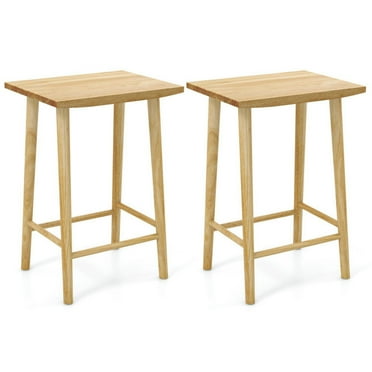 Resenkos Counter Bar Stools, Dining Stool,25.5 Inch Bar Stools Set of 2 with Footrest-Natural