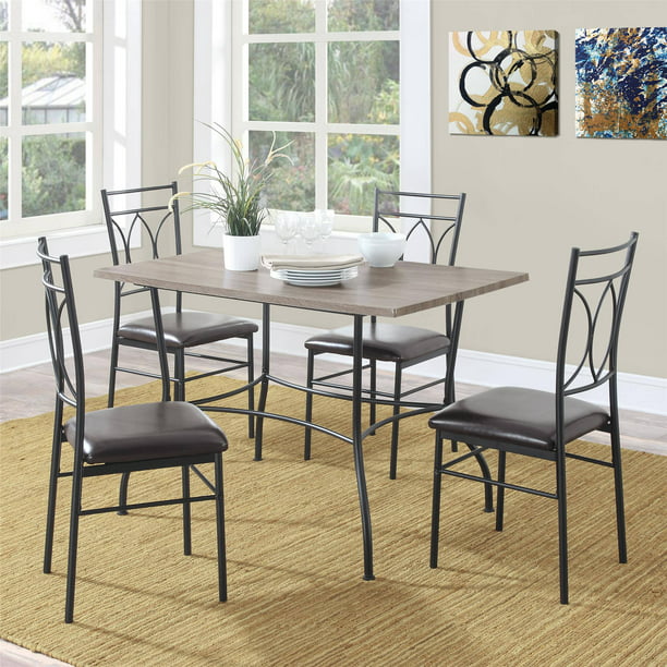 Dorel Living Shelby 5-Piece Rustic Wood and Metal Dining Set - Walmart