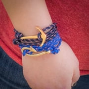 West Coast Paracord Anchor and Hook Wrap Bracelets - Adjustable Bracelet with Anchor or Hook - Nautical Fashion Accessory - Necklace or Bracelet (Royal Blue Silver Anchor)