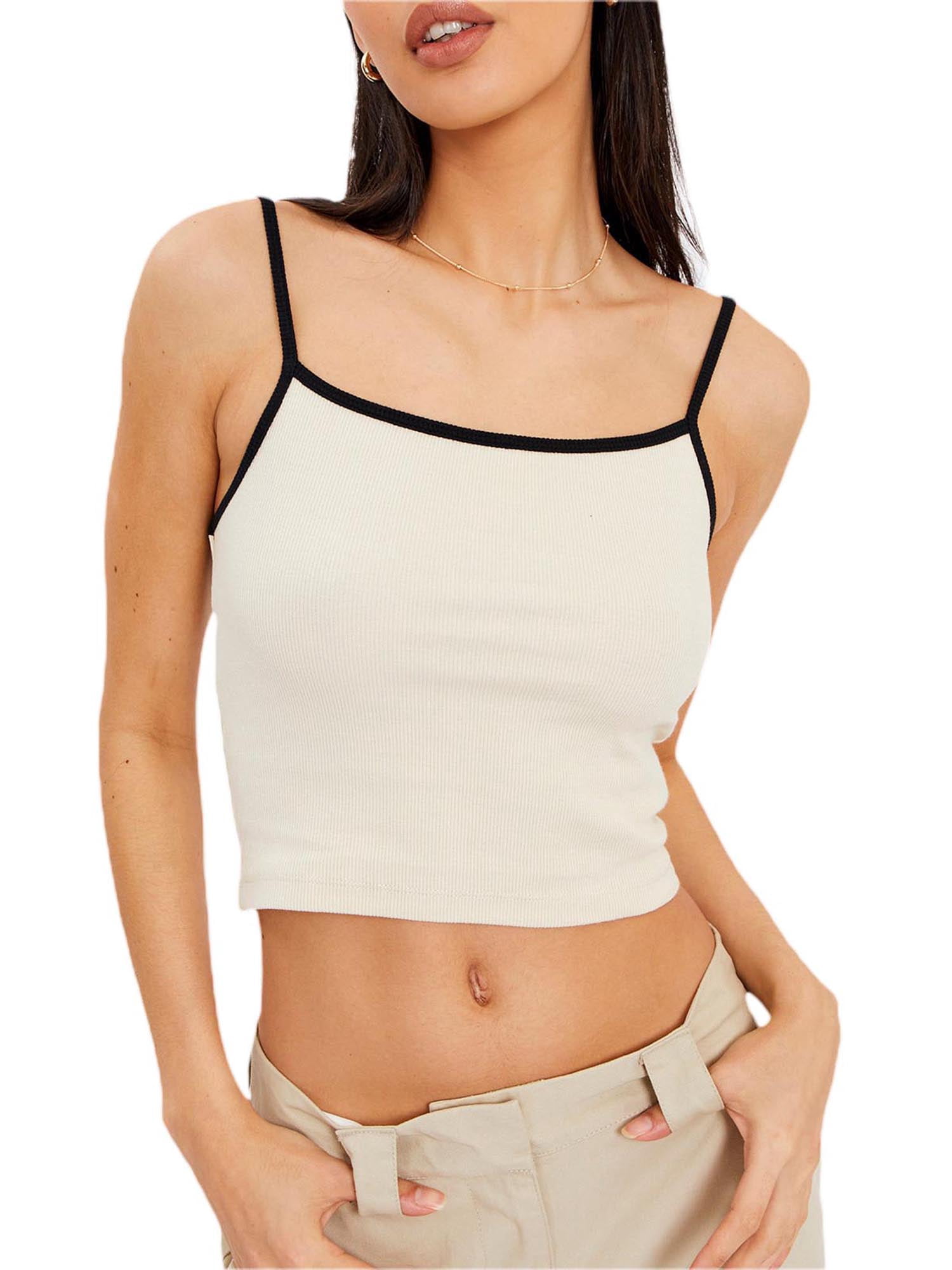 トップス Chia xiaxaixu Women's Basic Crop Cami Tops, Sleeveless Spaghetti Strap