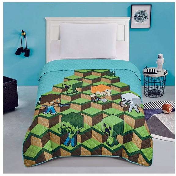 Minecraft "Blocks" Twin Quilted Bedspread Only