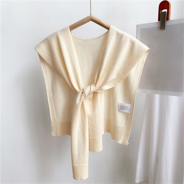 Chal pequeño de punto de color liso para mujer, abrigo para primavera y otoño, chal camisero para mujer