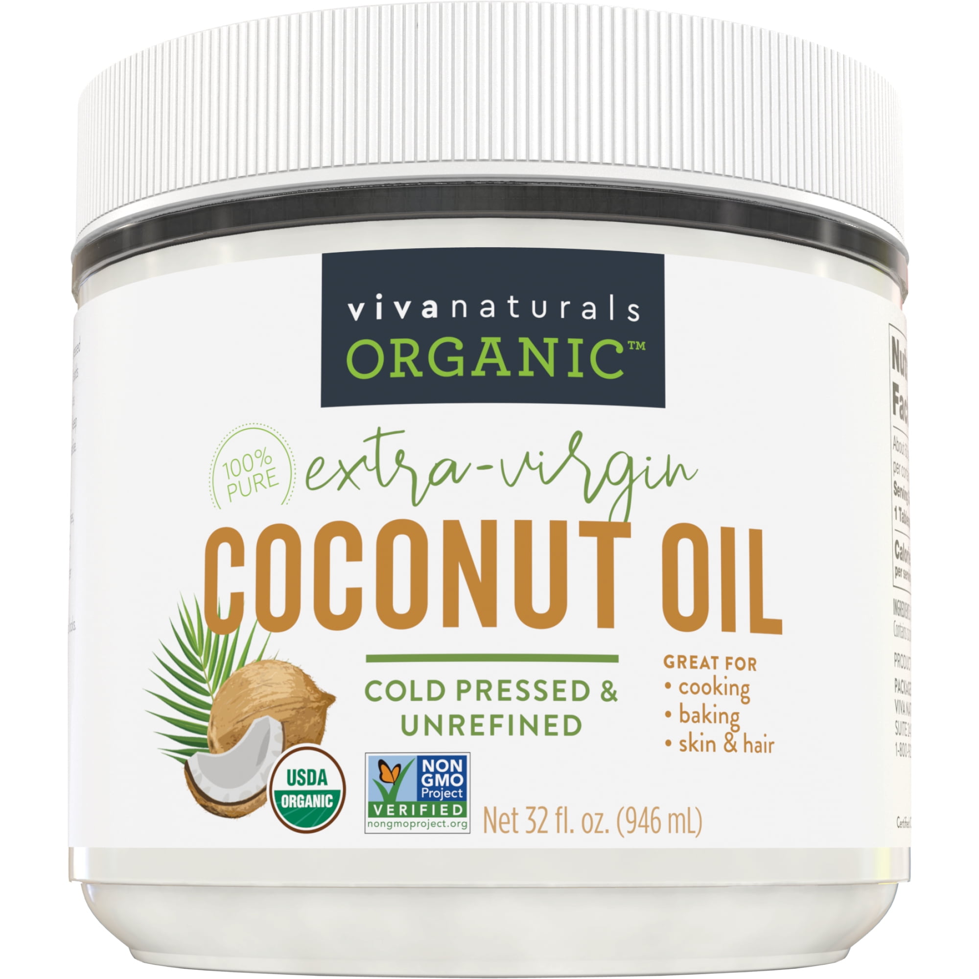 Viva Naturals Organic Extra Virgin Coconut Oil, 32 fl oz (946 ml