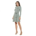 thumbnail image 3 of Green D Large Size Women's Long Sleeve Midi Cocktail Dress, Round Neck, Sexy, for Formal, Wedding Guest, Party, 3 of 6