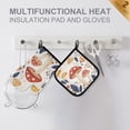 thumbnail image 4 of Yayeee Oven Mitts and Pot Holder Set of 4 Heat Resistant Kitchen Gloves Baking Hot Pad, White Mushroom, 4 of 5