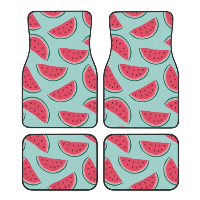 Balery Watermelon Juego de 4 Alfombrillas para Auto, Revestimientos de Caucho Resistente, Diseño Antideslizante
