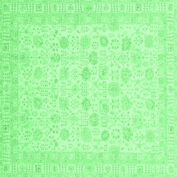 Ahgly Company Indoor Square Oriental Emerald Green Traditional Area Rugs, 5' Square
