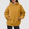 thumbnail image 3 of UJNDER Women's Oversized Pullover Hoodie with Large Pockets Long Sleeve Casual Sweatshirt for Fall and Winter Comfort Deep Yellow L, 3 of 5