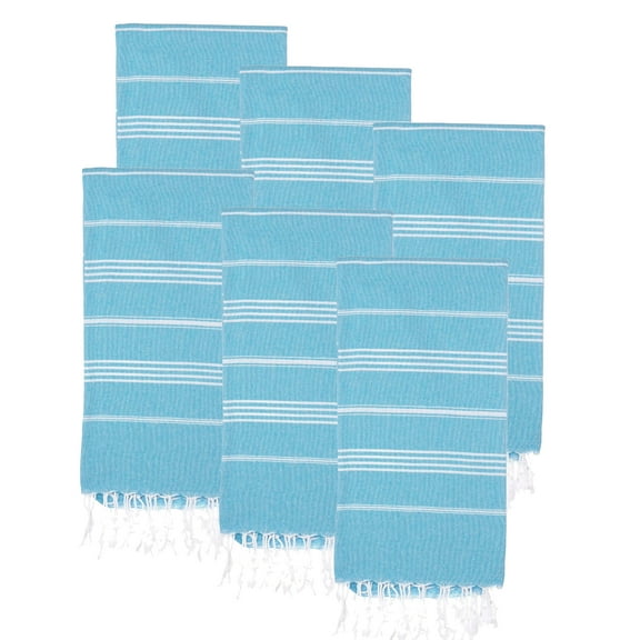 PADISHAHHOME Turkish Beach Towels, Pack of 6 | Oversized, Quick Dry, Sand Free | 100% Cotton, Large 38x71" Towels for Beach, Pool, Travel | Ultra-Soft, Compact, and Absorbent | Turquoise