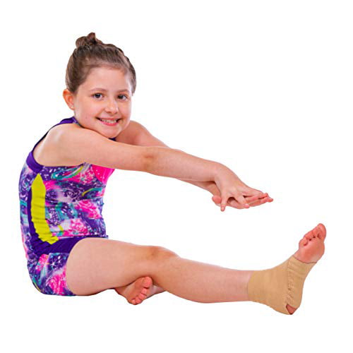 Gymnastics BraceAbility Kids Elastic Ankle Support Athletic Protection Small Soccer Youth Foot Sleeve Wrap & Arch Support Strap for Child Ankle Instability