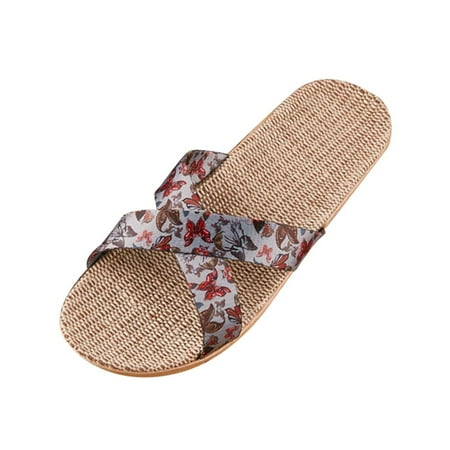 

Slippers for Women Slippers for Fashion Ladies Women Breathable Bohemia Beach Slip On Shoes Flats Casual Sandals House Slippers Pu 37-38