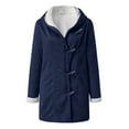 thumbnail image 5 of Deals Clearance yoeyez Winter Coats for Women 2025 Warm Plus Size Fleece Lined Jackets Button Down Sherpa Fur Hooded Parka Peacoat Outerwear Navy Large, 5 of 7