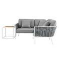 thumbnail image 4 of Modway Stance 4 Piece Outdoor Patio Aluminum Sectional Sofa Set in White Gray, 4 of 10