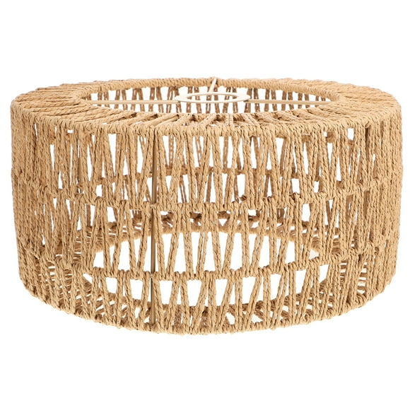 Shisuyan Straw Rope Woven Lampshade Grass Rope Rustic Ceiling Lamp Cover for Replacement Size L