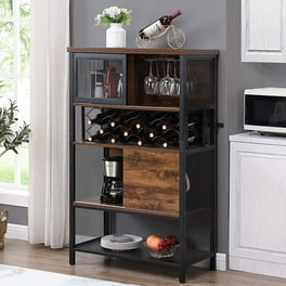 Corner Wine Bar Rack Cabinet with Detachable Wine Rack Bar Cabinet with Glass Holder Small Sideboard and Buffet Cabinet with Mesh Door Walmart