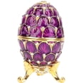 thumbnail image 3 of AVEKI Faberge Egg Trinket Box,Easter Egg Hinged Trinket Box with Scalelike Patterns Decorative Jewelry Box with Rhinestones Delicate Gift Display Ornament(Purple) 0516M, 3 of 8