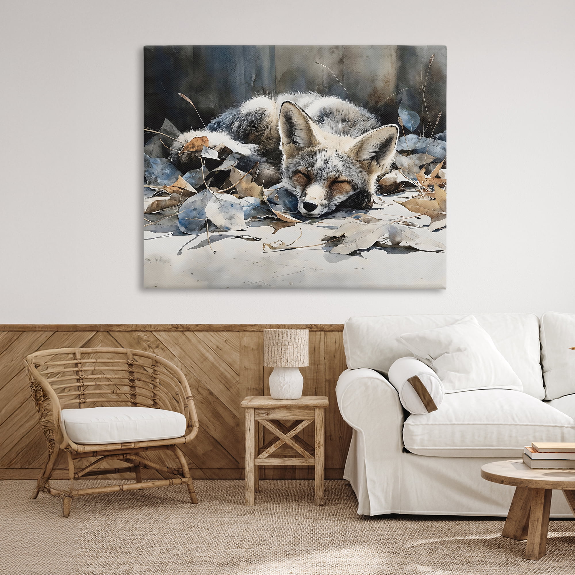 Stupell Industries Blue Fox Resting Among Leaves Canvas Wall Art, design by Franklyn Gregory