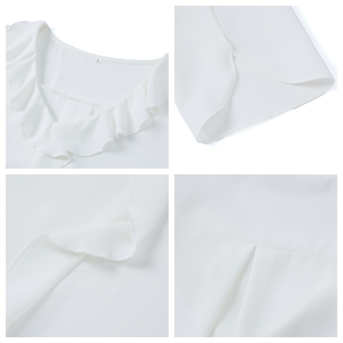 UVN Women's Chiffon Dressy Blouse with 3/4 Sleeves, White photo 6