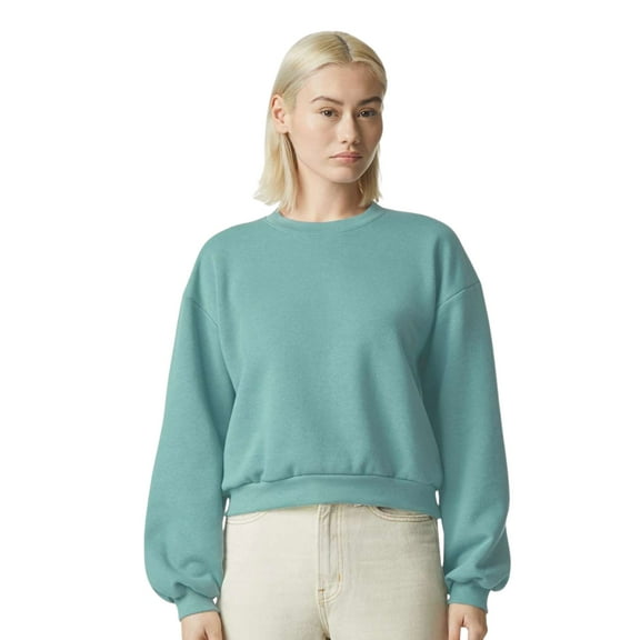 American Apparel Women's Crewneck Sweatshirt, 70/30Cotton/Polyester Long sleeve Winter Fleece Sweaters (Arctic, M)