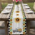 thumbnail image 4 of Sunflowers Table Runner 72 Inches, Botanical Bees Black White Plaid Truck Wooden Bed Runner Dresser Scarves Tabletop for Indoor Outdoor Parties/Ceremony/Banquet, 18" x 72", 4 of 9