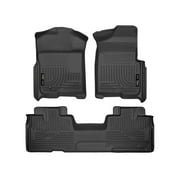 Husky Liners Weatherbeater Floor Mats | Fits 2009 - 2014 Ford F-150 SuperCab w/out Manual Shifter (Footwell Coverage) | Front & 2nd Row, 3-pc Black - 98341