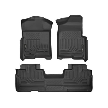 Husky Liners Weatherbeater Floor Mats | Fits 2009 - 2014 Ford F-150 SuperCab w/out Manual Shifter (Footwell Coverage) | Front & 2nd Row, 3-pc Black - 98341