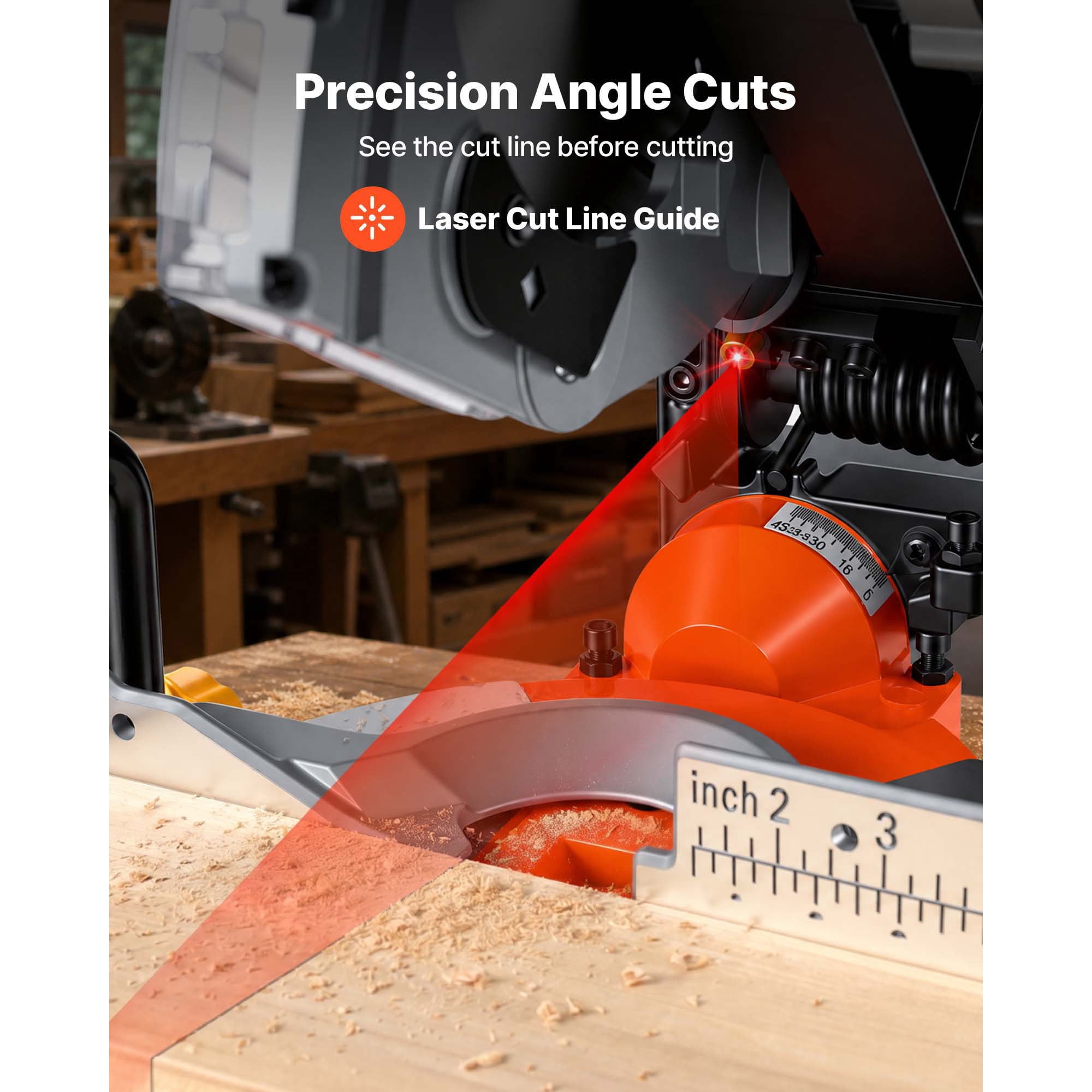 KFFKFF Compound Miter Saw, 8-1/4 inch Blade, Dual-Function Miter/Table Saw, Featuring Laser Alignment, Adjustable Cutting Angles, 4800 RPM Speed, Equipped with Splash Guard, Suitable for Wood, Metal