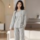 thumbnail image 1 of Conjunto de pijama de punto de algodón para mujer, ropa de dormir Floral elegante, pantalones a cuadros, Moda para el hogar, primavera y otoño, 1 of 4