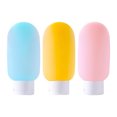 thumbnail image 3 of Xihbxyly Botellas de Loción de Viaje, Envases de Silicona Suave y Flexible, Diseño a Prueba de Fugas para Un Uso Fácil, Juego Colorido de 60 Ml para Champú y Acondicionador, Ideal para Viajes de Nego, 3 of 7