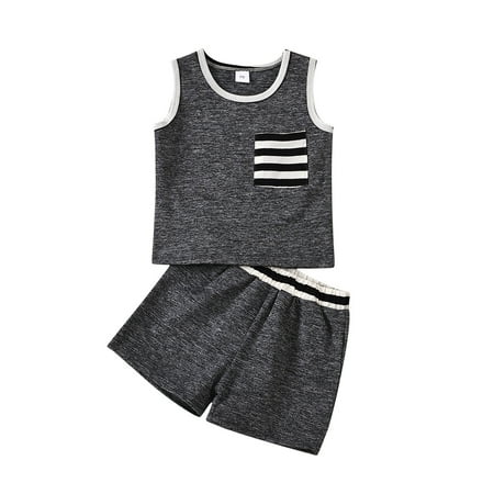 

Fesfesfes Infant Baby Boys Girls Stripe Vest Shorts Outfits Set Sports Clothes