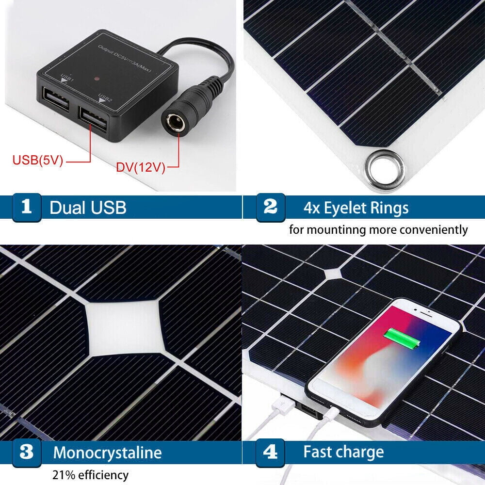 Xhy Solar Panel Kit 400W with Controller and Power Inverter Battery Charger Maintainer for Boat Car RV Motorcycle Marine Automotive