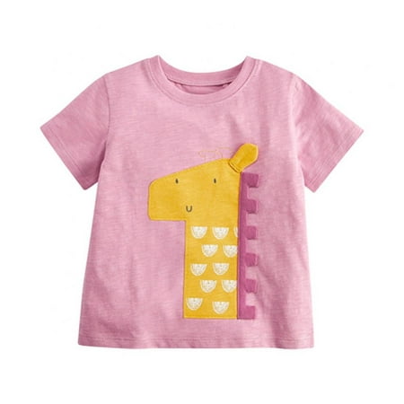 

GYRATEDREAM Girls Short Sleeve Shirt Toddler Crewneck Tops Cartoon Digital Tee Summer Clothes 2-7 Years