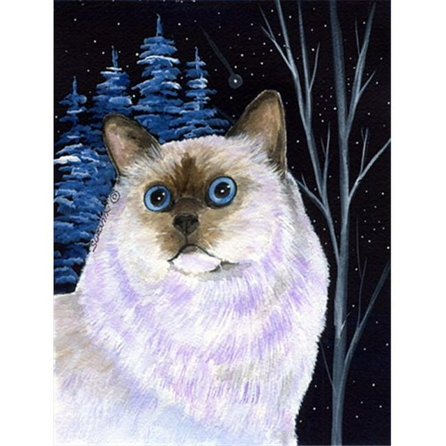 11 x 15 Po. Drapeau Birman Chat Nuit Étoilée Taille Jardin