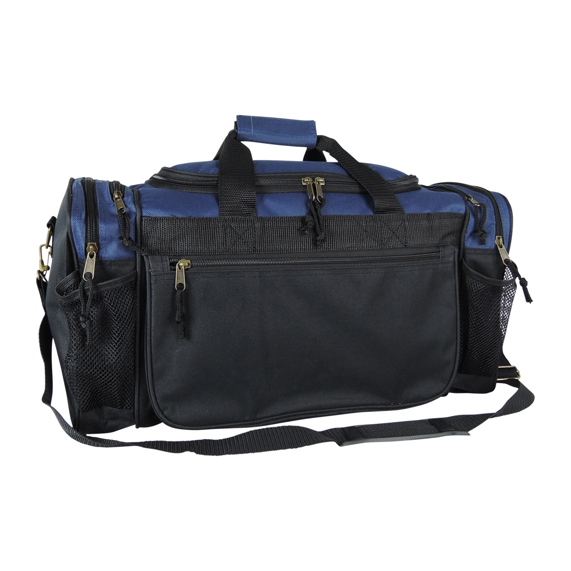 DALIX 20" Foldable Travel Duffel Bag with Water Bottle Mesh, Navy Blue
