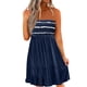 thumbnail image 1 of Gibobby Vestido corto casual para mujer Vestido sin tirantes con estampado de rayas para mujer para vestidos de playa para vestido con top de tubo(Azul oscuro,XL), 1 of 5