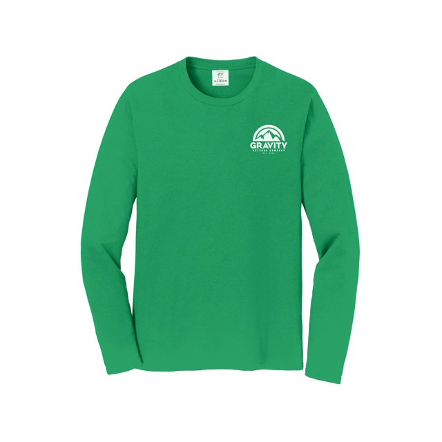 Gravity Outdoor Co. Chemise à Manches Longues - Vert Kelly - Logo Blanc - P