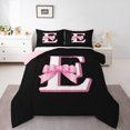 thumbnail image 2 of Erosebridal Initial E Letter Bedding Sets with Comforter, Princess Bow Duvet Insert, Monogrammed Reversible Down Comforter, Microfiber Room Decor, 2 Pieces, 2 of 8