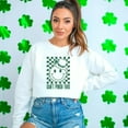 thumbnail image 2 of St. Patrick's Day Sweatshirt, Can't Pinch This, Smiley Face, Lucky Clover, Green and White Checkered Unisex Pullover, 2 of 8
