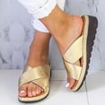 thumbnail image 2 of Sandalias de cuña con plataforma de verano para mujer, zapatillas cruzadas sin cordones, deslizadores, zapatos planos de playa de verano, 2 of 4