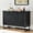 Black/3 Doors, variant on EYYTHUNG Modern Fluted Sideboard Buffet Cabinet, Boho Chic Storage Credenza with Adjustable Shelves, Bar Cabinet, Natural Oak