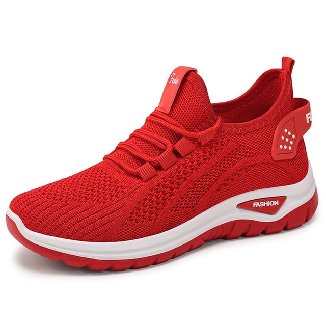 Commforr Chaussures Confortables, Espadrilles pour Femmes, Chaussures de Marche pour Femmes, Chaussures de Marche à Enfiler pour Femmes Légères, Respirantes et Antidérapantes, Chaussures de Course Confortables, Espadrilles Mode pour Femmes, Rouge, 8