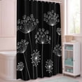 thumbnail image 5 of Shower Curtain White Dandelion Shower Curtains for Bathroom Decor, Waterproof Polyester Shower Curtain Set with Hooks, Small Stall Size 36" x 72" Black, 5 of 9