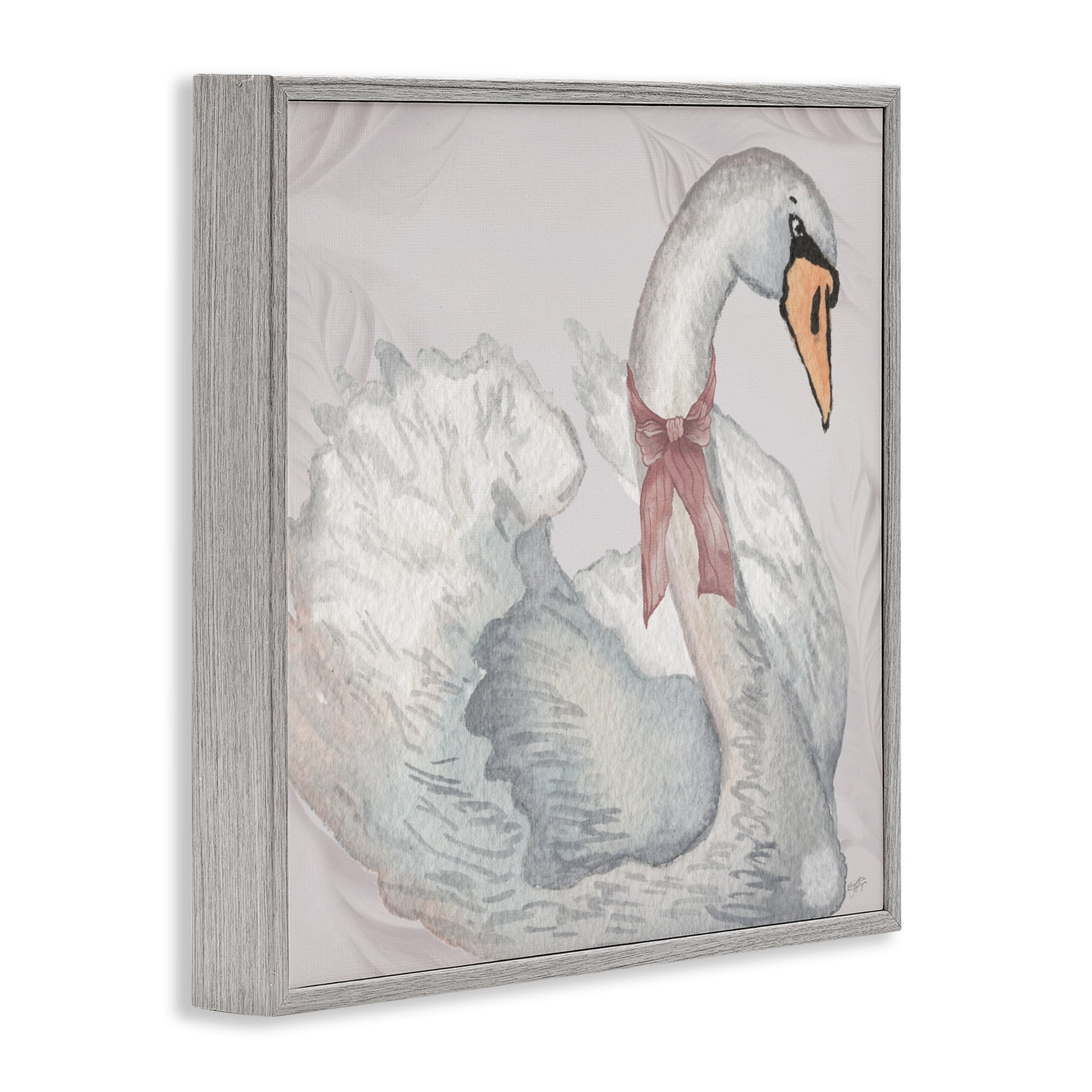 Stupell Industries Subdued Classic Swan Gray Framed Giclee Art, design by Elizabeth Medley