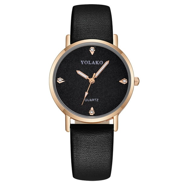 Reloj de cuarzo para mujer, relojes para mujer YOLAKO Reloj de pulsera analógico de cuero de cuarzo casual para mujer Reloj de mujer