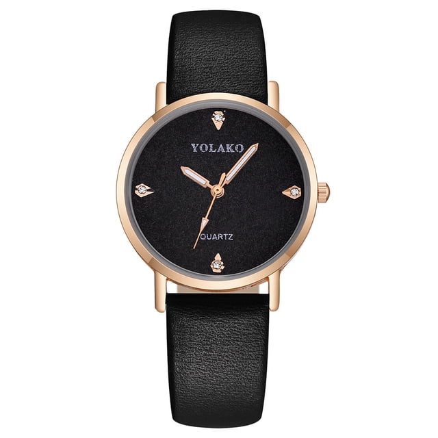 Reloj de cuarzo para mujer, relojes para mujer YOLAKO Reloj de pulsera analógico de cuero de cuarzo casual para mujer Reloj de mujer